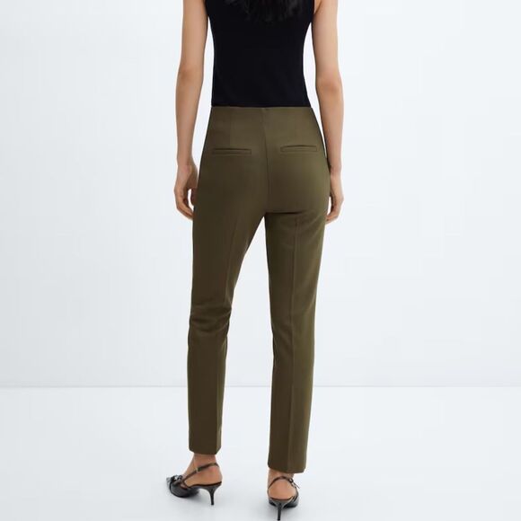 Mango Mid rise skinny olive green trouser dress pants - Picture 10 of 11